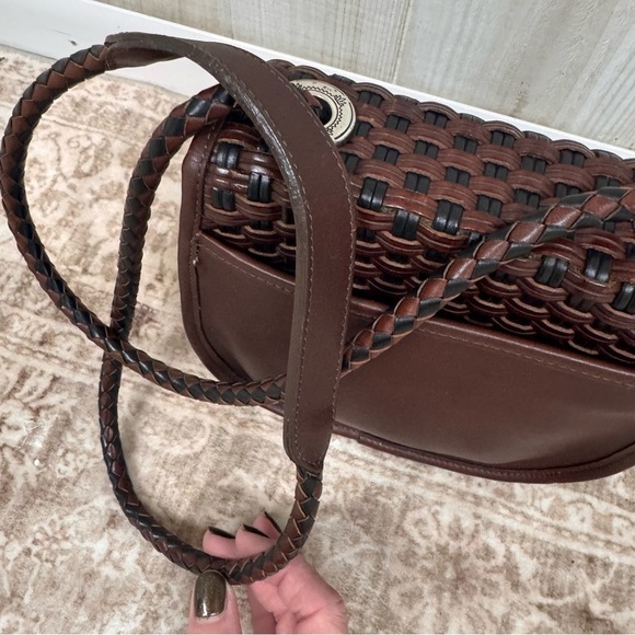 Vtg Brighton Weaved Brown Leather Crossbody Shoulder Purse Quiet Luxury Classic - Picture 6 of 14